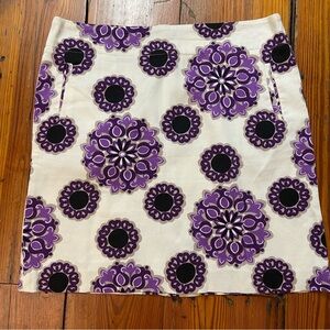 WILLI SMITH White Purple Flower Paisley Pencil Skirt Size 14  Career Teacher
